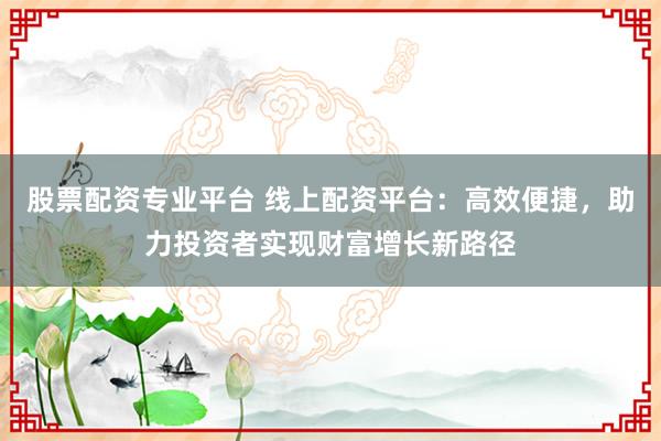 股票配资专业平台 线上配资平台：高效便捷，助力投资者实现财富增长新路径