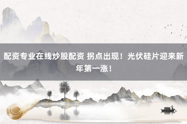 配资专业在线炒股配资 拐点出现！光伏硅片迎来新年第一涨！