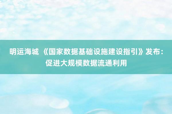 明运海城 《国家数据基础设施建设指引》发布：促进大规模数据流通利用