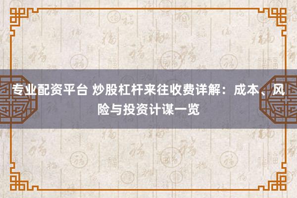 专业配资平台 炒股杠杆来往收费详解：成本、风险与投资计谋一览